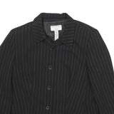COVINGTON Womens Black Pinstripe Jacket Button UK 12 Polyester Blend Classic