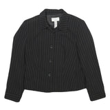 COVINGTON Womens Black Pinstripe Jacket Button UK 12 Polyester Blend Classic