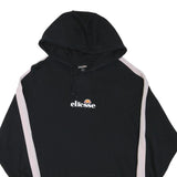 ELLESSE Womens Black & Pink Hoodie UK 12 Cotton Blend Pullover Casual Sweatshirt