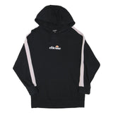 ELLESSE Womens Black & Pink Hoodie UK 12 Cotton Blend Pullover Casual Sweatshirt