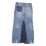 WAM Womens Blue Denim Paint Splatter Midi Skirt XL Distressed Casual