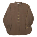 MARIE CLEMENCE Womens Brown Long Sleeve Button Neck Top XL Elegant Polyester