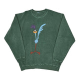Road Runner Looney Tunes Cartoon Sweatshirt - Large Green Cotton