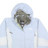 THE NORTH FACE Womens Blue & White Outdoor Jacket L Polyester Blend Zip Hooded