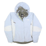 THE NORTH FACE Womens Blue & White Outdoor Jacket L Polyester Blend Zip Hooded