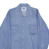 BEST IN TOWN Mens Blue Denim Cotton Shirt M Embroidered Cow Graphic