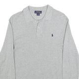 POLO RALPH LAUREN Boys Grey Long Sleeve Plain Cotton Blend Polo Shirt L
