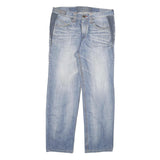 Mens Regular Fit Light Blue Denim Jeans Zip Closure W34 L30 Casual Wear