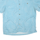 ISLAND SHORES Mens Blue Cotton Blend Short Sleeve Shirt L Hawaiian Style