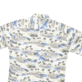 PIERRE CARDIN Mens White & Blue Tropical Print Shirt S Summer Casual Cotton