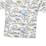 PIERRE CARDIN Mens White & Blue Tropical Print Shirt S Summer Casual Cotton
