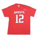 NFL Mens Red Patriots 12 Brady Graphic T-Shirt L Short Sleeve Crew Neck