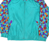 Womens Blue & Purple Crazy Pattern Silk Track Jacket XL Woven Zip Stand-Up