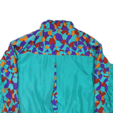 Womens Blue & Purple Crazy Pattern Silk Track Jacket XL Woven Zip Stand-Up