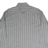 RODRIGO Mens Grey & Black Striped Shirt M Cotton Blend Classic Fit Button-Up