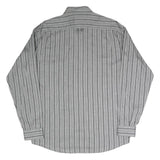 RODRIGO Mens Grey & Black Striped Shirt M Cotton Blend Classic Fit Button-Up