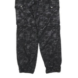 AKIRA Womens Black Cotton Blend Regular Cargo Trousers W30 L27 Belted Cuffed