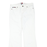 TOMMY JEANS Womens White Regular Flared Denim Light W31 L31 Zip Cotton Blend