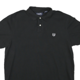 CHAPS Mens Black Short Sleeve Plain L Polo Shirt Cotton Blend Classic Fit