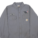 CARHARTT Mens Grey Plain Work Shirt S Button-Down Collar Long Sleeve Durable