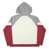 CHAMPION Womens Grey & Cream & Maroon Carolina Pullover Hoodie L Cotton Blend