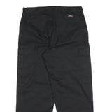 DICKIES Mens Cotton Blend Black Relaxed Cargo Trousers W33 L29 Workwear Zip