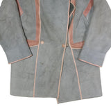 ANTOINE Womens Grey & Pink Suede Button Jacket M Shearling Long Sleeve Outerwear