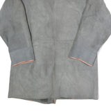 ANTOINE Womens Grey & Pink Suede Button Jacket M Shearling Long Sleeve Outerwear