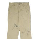 CARHARTT Mens Cotton Blend Beige Relaxed Straight Trousers W32 L30 Workwear