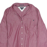 TOMMY HILFIGER Womens Red Casual Cotton Shirt M Long Sleeve Button Shirt