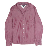 TOMMY HILFIGER Womens Red Casual Cotton Shirt M Long Sleeve Button Shirt