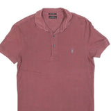 ALL SAINTS Mens Red Short Sleeve Plain Polo Shirt XS Cotton Blend Casual Top