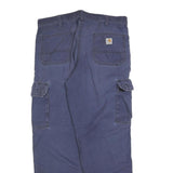 CARHARTT Mens Cotton Blend Blue Relaxed Cargo Trousers W36 L32 Workwear Utility