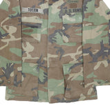 Mens Green & Brown Camouflage Cotton Blend Military Style Jacket M Button