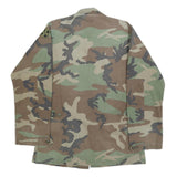 Mens Green & Brown Camouflage Cotton Blend Military Style Jacket M Button