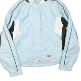 Womens Blue & White Zip Jacket M Polyester Blend Plain Hooded Casual Outdoor