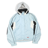 Womens Blue & White Zip Jacket M Polyester Blend Plain Hooded Casual Outdoor