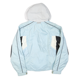 Womens Blue & White Zip Jacket M Polyester Blend Plain Hooded Casual Outdoor