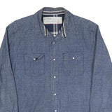 LEVI'S Mens Blue Cotton Blend Shirt S Classic Western Style Button Closure