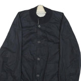 LONGHI Mens Black Reversible Cotton Blend Button Jacket XL Plain Stylish