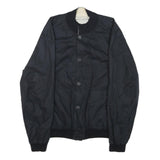 LONGHI Mens Black Reversible Cotton Blend Button Jacket XL Plain Stylish