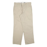 DICKIES Mens Cotton Blend Beige Regular Straight Trousers W34 L30 Workwear