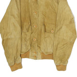 CRISTIANO DI THIENO Womens Beige Leather Button Jacket S Suede Casual Outerwear