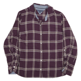 TOMMY HILFIGER Womens Maroon & Cream Check Shirt M Classic Cotton Blend Casual