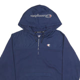 CHAMPION Mens Navy Blue Pullover Hoodie M Cotton Blend Half Zip Hooded
