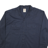 DICKIES Mens Blue Work Shirt 2XL Cotton Blend Long Sleeve Button Closure Durable