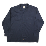 DICKIES Mens Blue Work Shirt 2XL Cotton Blend Long Sleeve Button Closure Durable