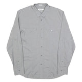 CALVIN KLEIN Mens Grey Shirt L Button Front Cotton Blend Long Sleeve Casual