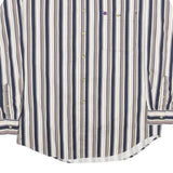 BUGLE BOY Mens White & Navy Blue Striped Button Down Cotton Shirt M Casual