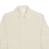 YOUR 6TH SENSE Womens Cream Shirt Long Sleeve Collared Embroidered L